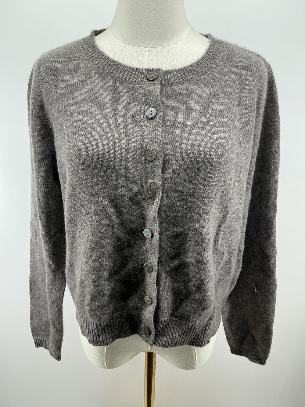 Mongolian Cashmere Cropped Crew Cardigan